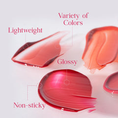 CLIO Crystal Glam Tint on lips delivers glossy, vivid color.