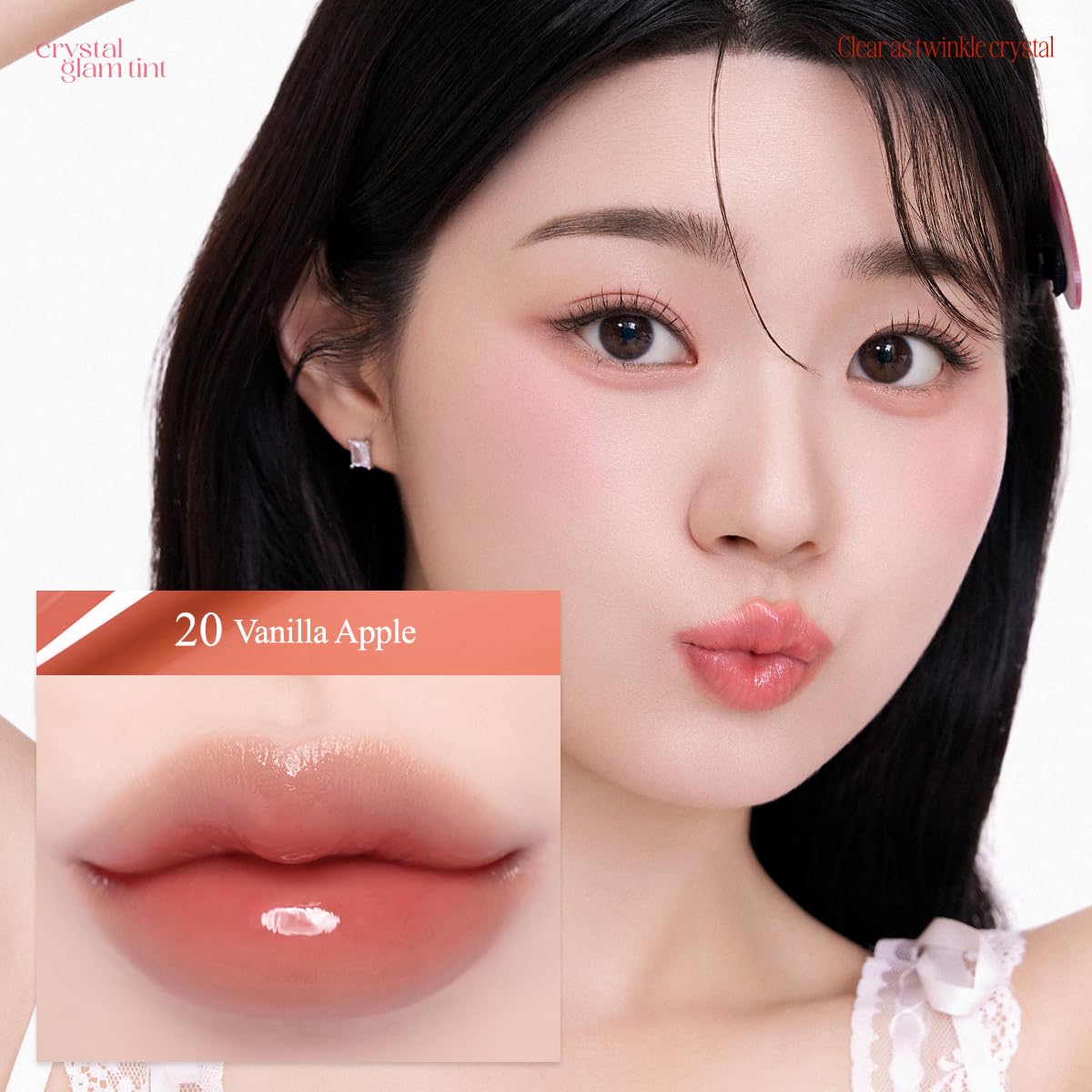 CLIO PROFESSIONAL on model lips illustrating Vanilla Apple glossy gradient effect