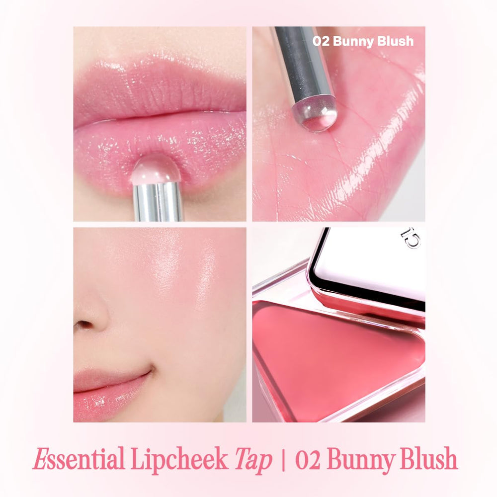 CLIO Essential Lip & Cheek Tap sur les joues, application douce et naturelle.