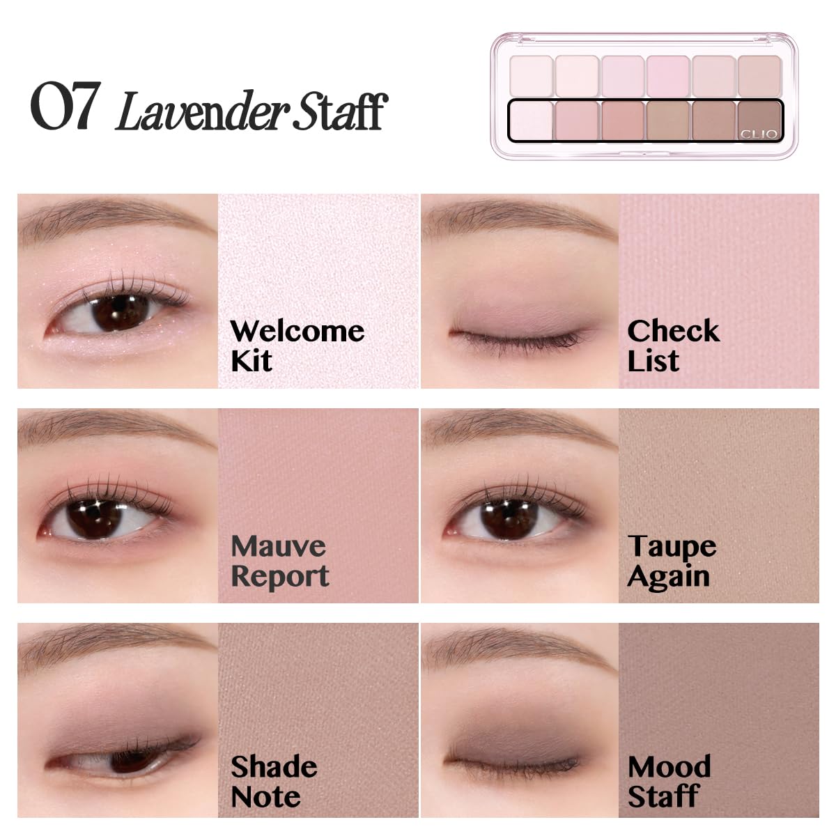CLIO PROFESSIONAL Palette Yeux Air 07 Lavender Staff idéale du naturel au look soirée.