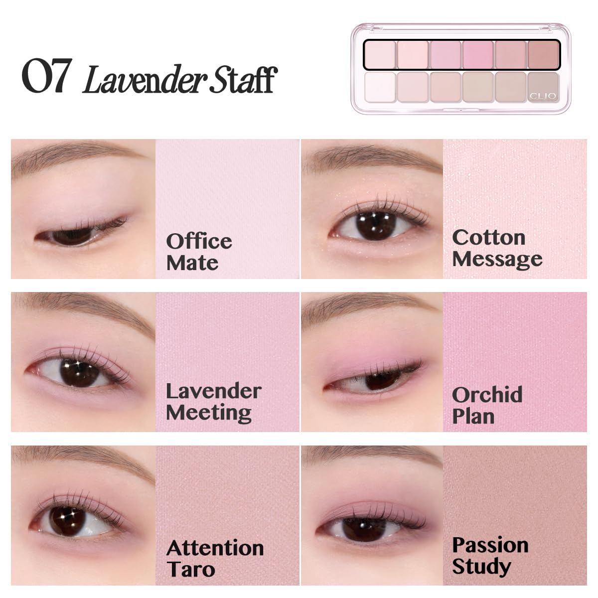 CLIO PROFESSIONAL Palette Yeux Air 07 Lavender Staff : texture douce et longue tenue.