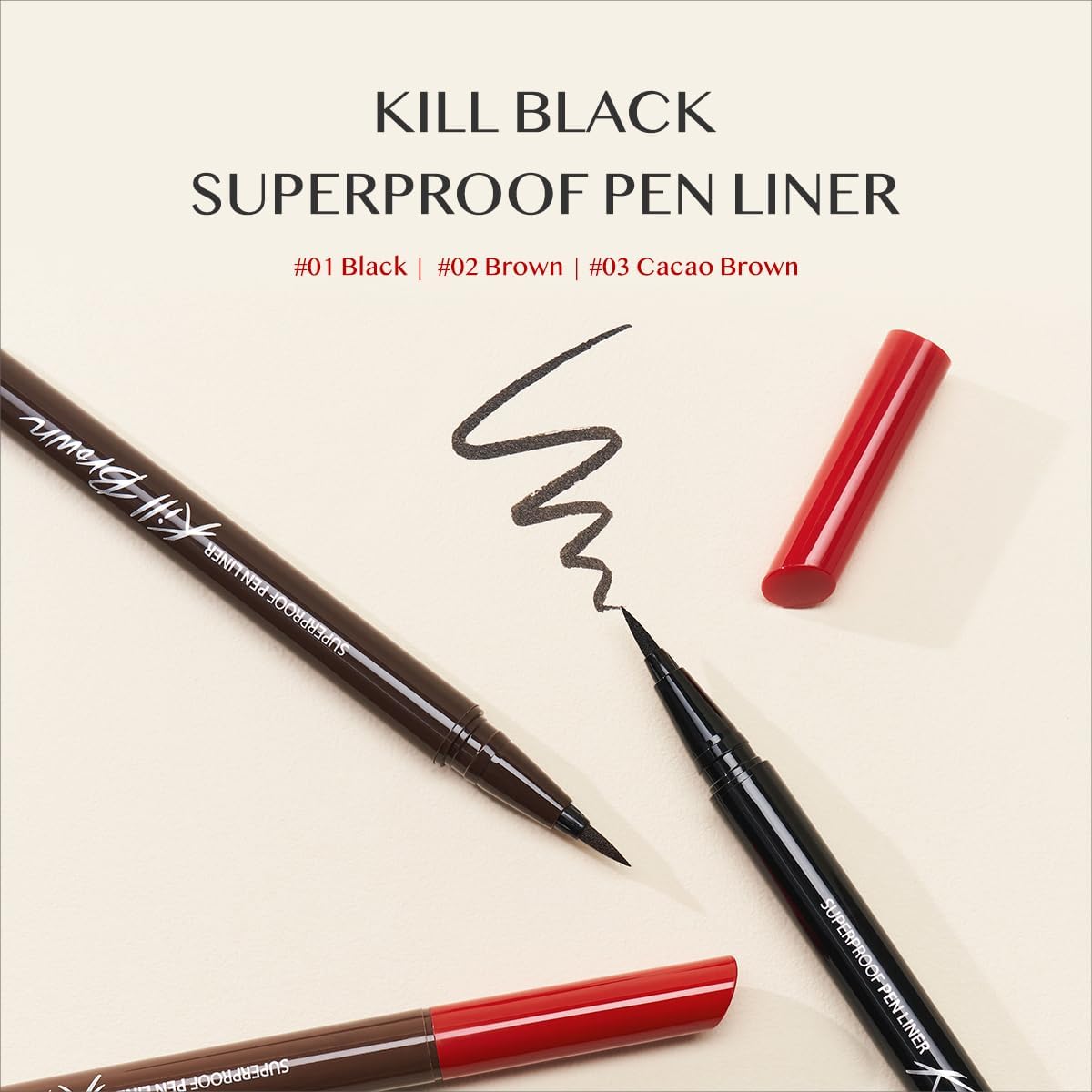 CLIO Superproof Eyeliner encre liquide texture satin fini doux et durable.