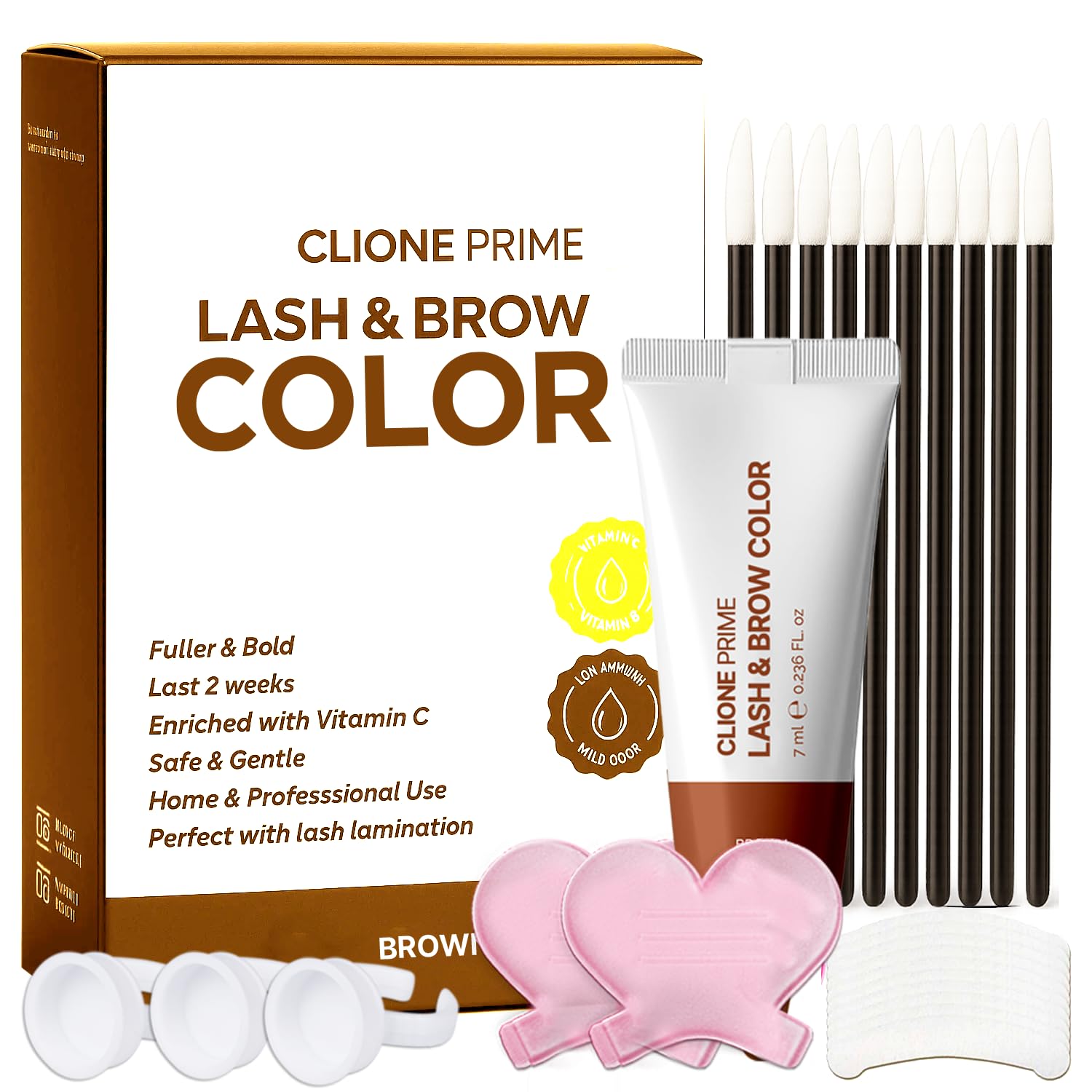 CLIONE PRIME kit-coloration yeux-sourcils brun : définition durable à domicile.