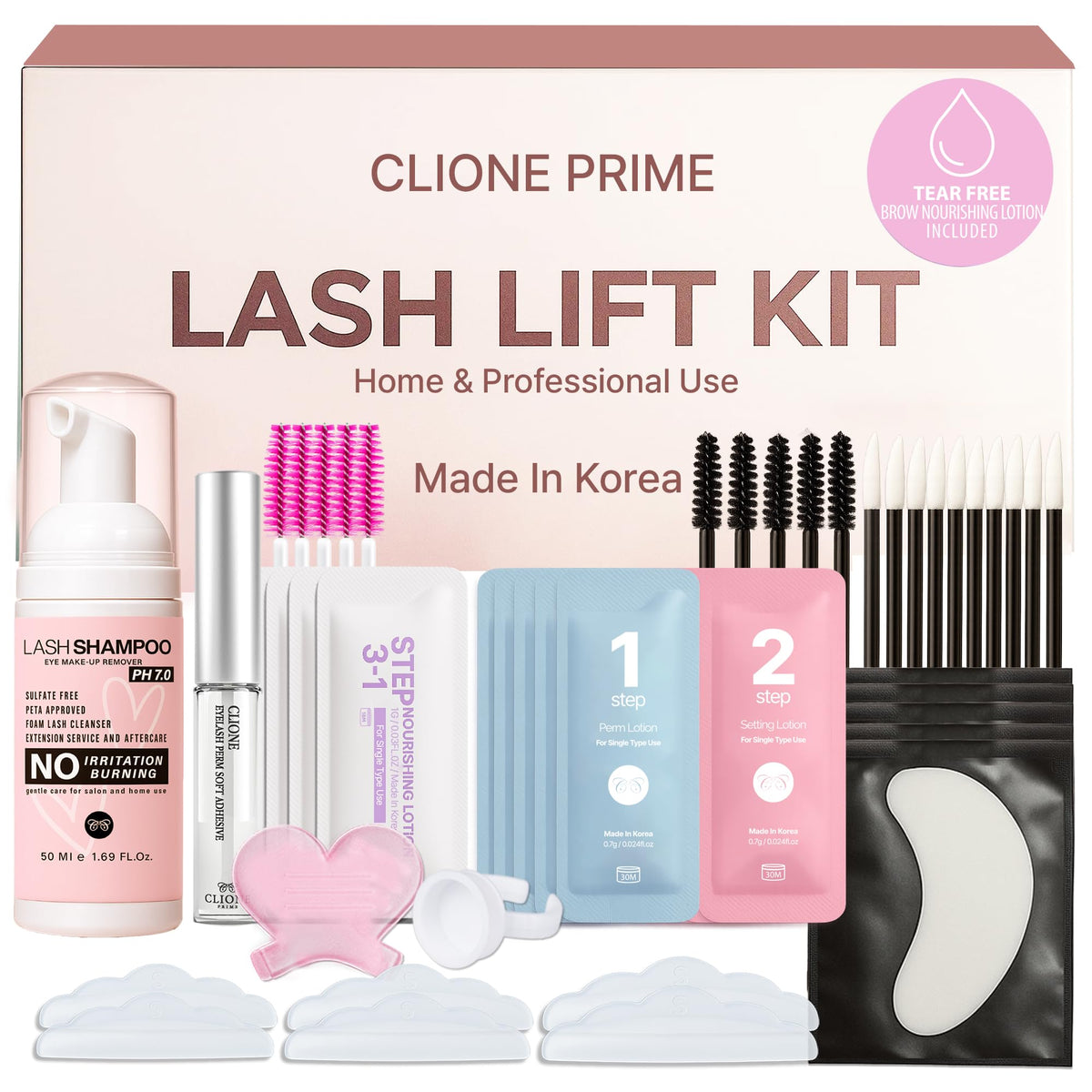 CLIONE PRIME kit-lash-lift-coffret: utilisation pratique et hygiénique.