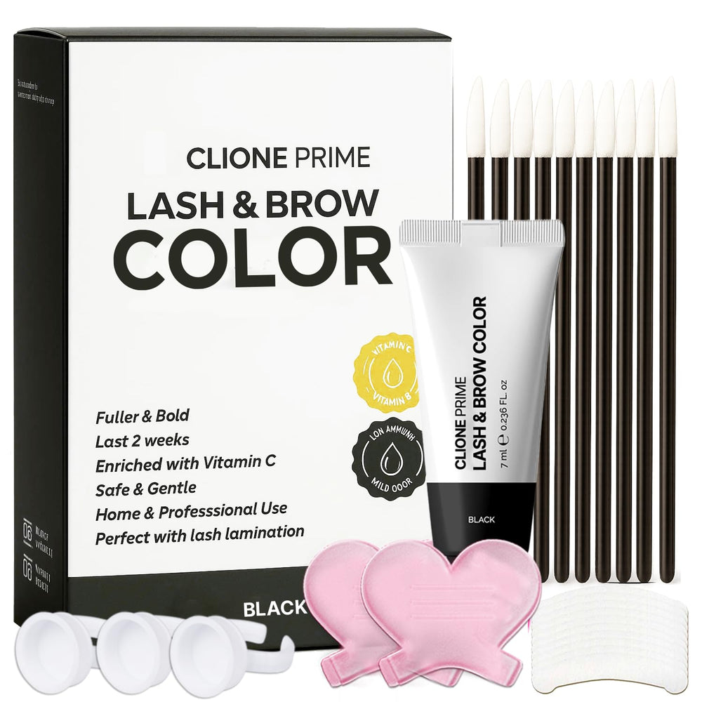 CLIONE PRIME kit-teinte-cils-sourcils : teinte durable pour cils et sourcils, effet naturel.