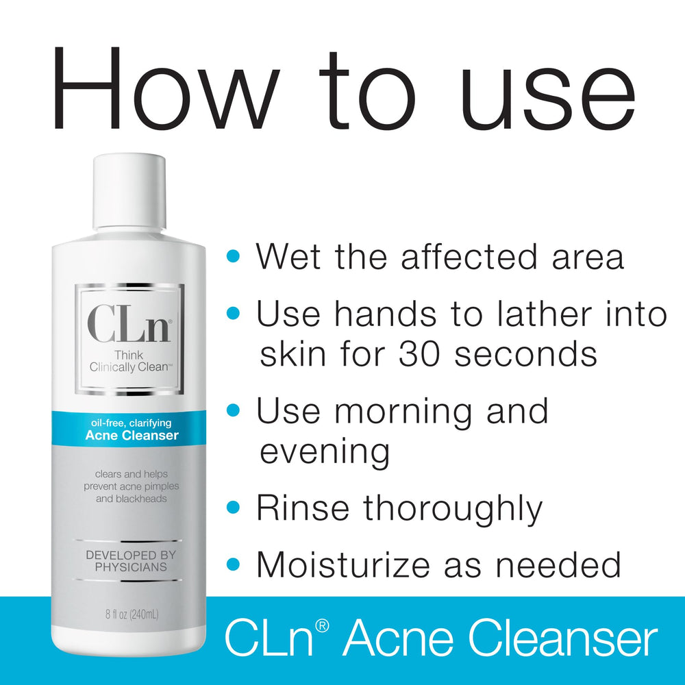 CLn nettoyant acné - formule préservée grâce à l’hypochlorite de sodium.