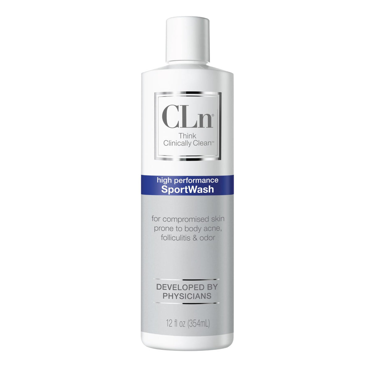 CLn SportWash, bouteille 354 ml, pratique pour l'hygiène sportive après l'entraînement.