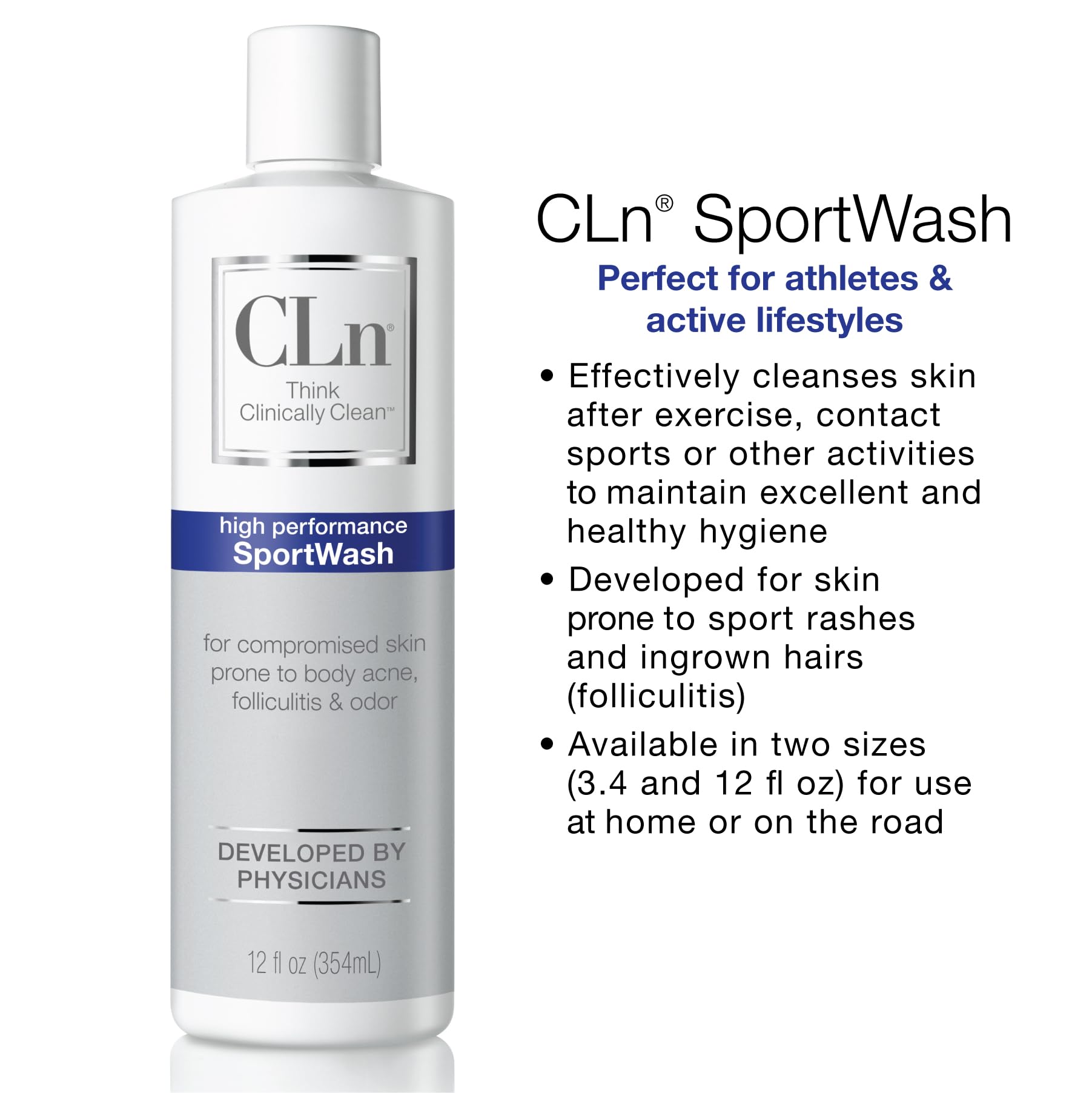 CLn SportWash, sans parfum, idéal pour peaux sensibles.