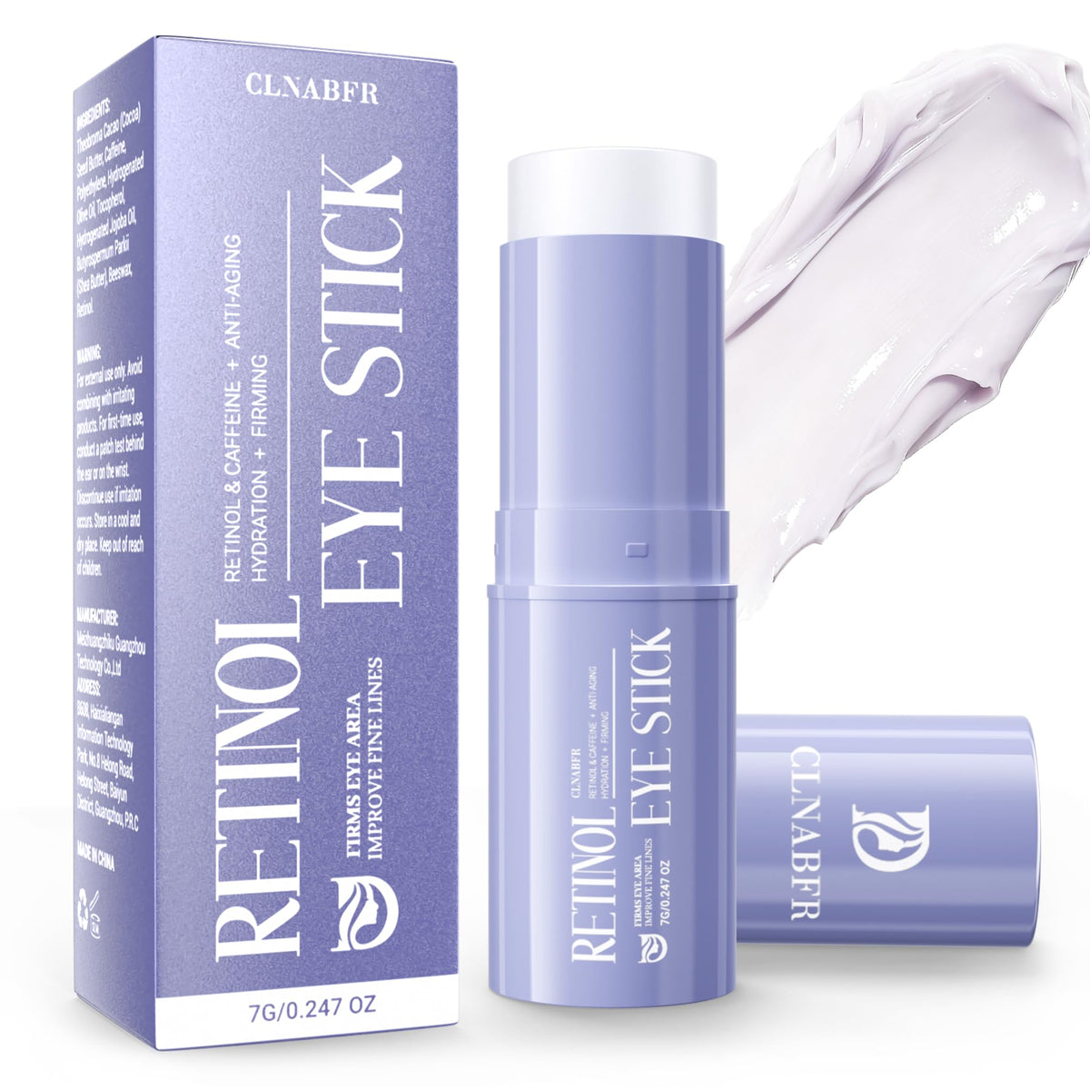 CLNABFR baton yeux retinol et cafeine, ameliorer l'hydratation et reduit les ridules.