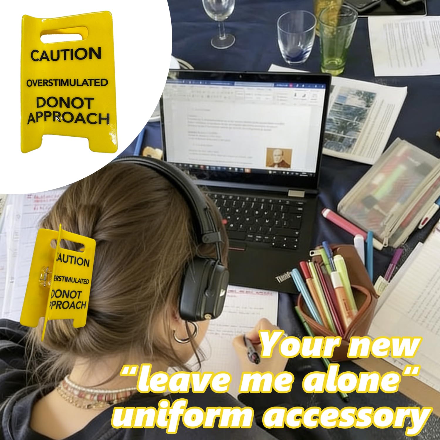 Pinces-cheveux Clould Fitness design jaune vif, look accrocheur et sécurisant.