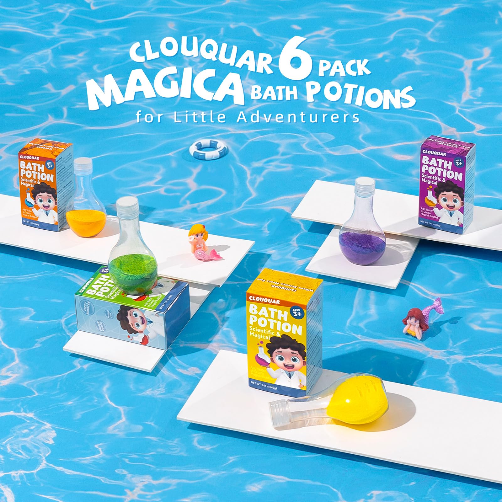 CLOUQUAR Potions-bain se dissolvent complètement, résidu nul et nettoyage rapide.