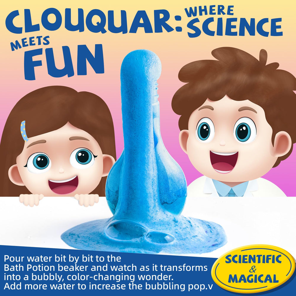 Potions de bain CLOUQUAR, mini expérience scientifique avec une réaction pétillante.