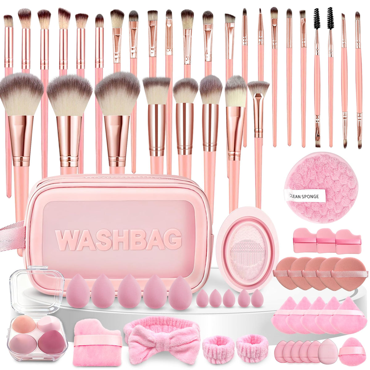 CLRDZN ensemble pinceaux 70pcs rose etui, rangement pratique et application précise.