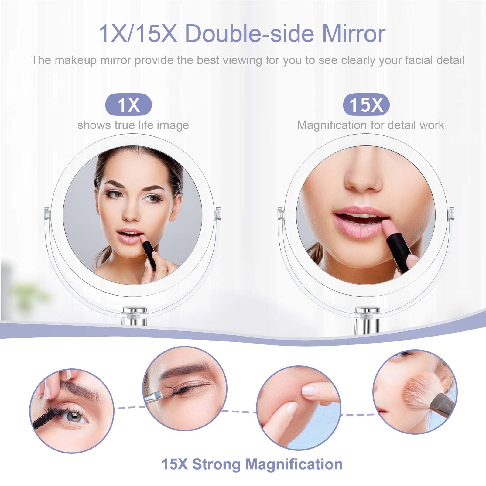 CLSEVXY Miroir maquillage 1x-15x, idéal pour les détails