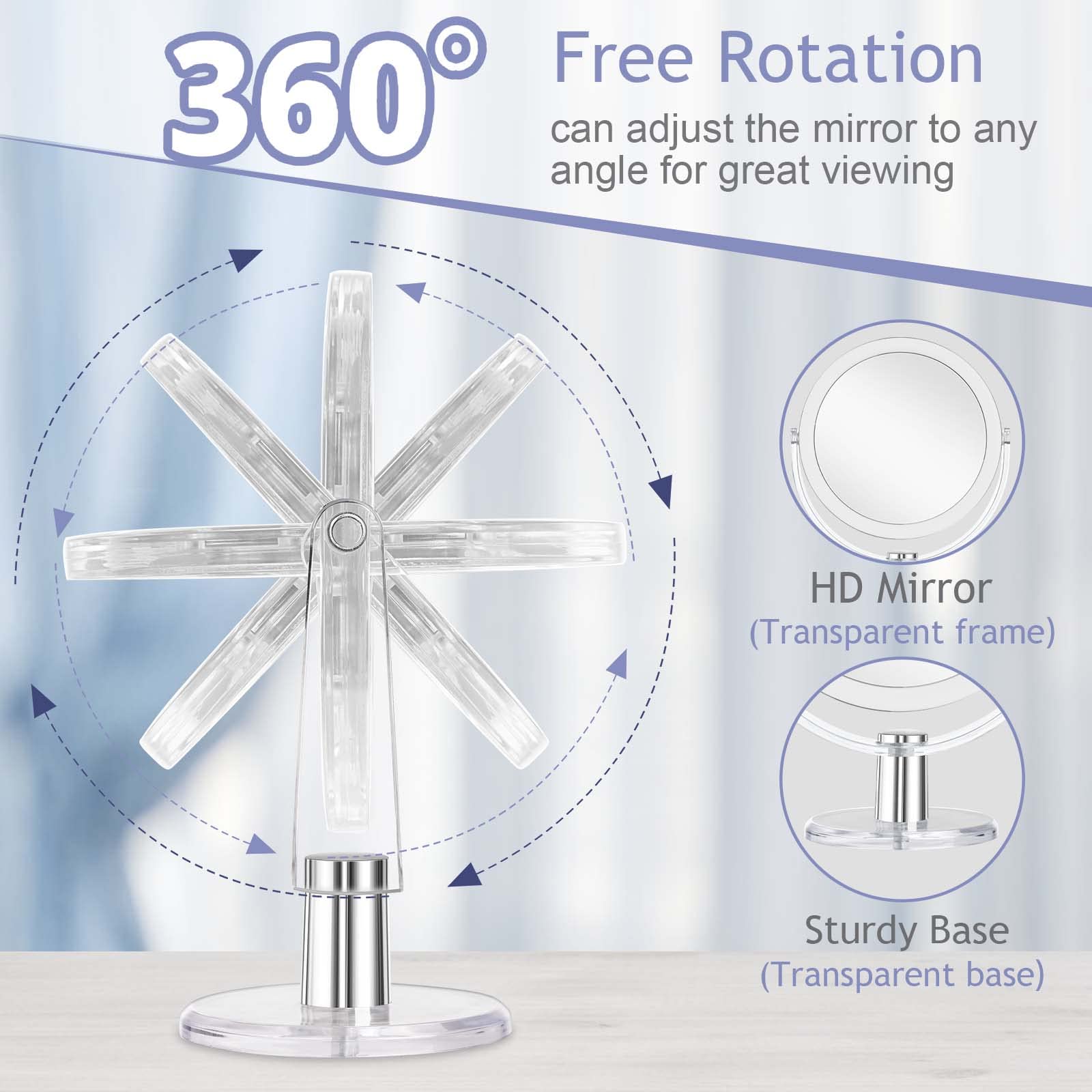 CLSEVXY Miroir rotation 360°, ajustement d'angle facile