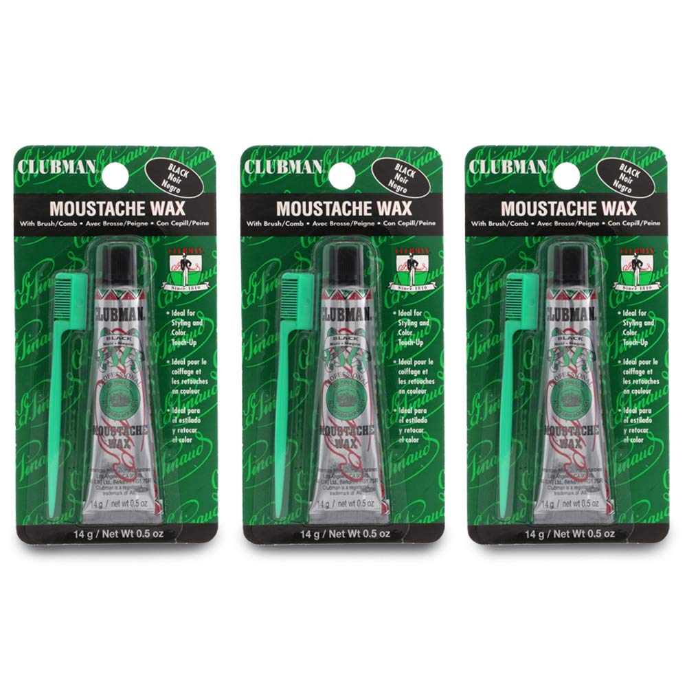 Clubman Cire Moustache Hang Pack Noir: tenue précise et couleur subtile pour moustache soignée.