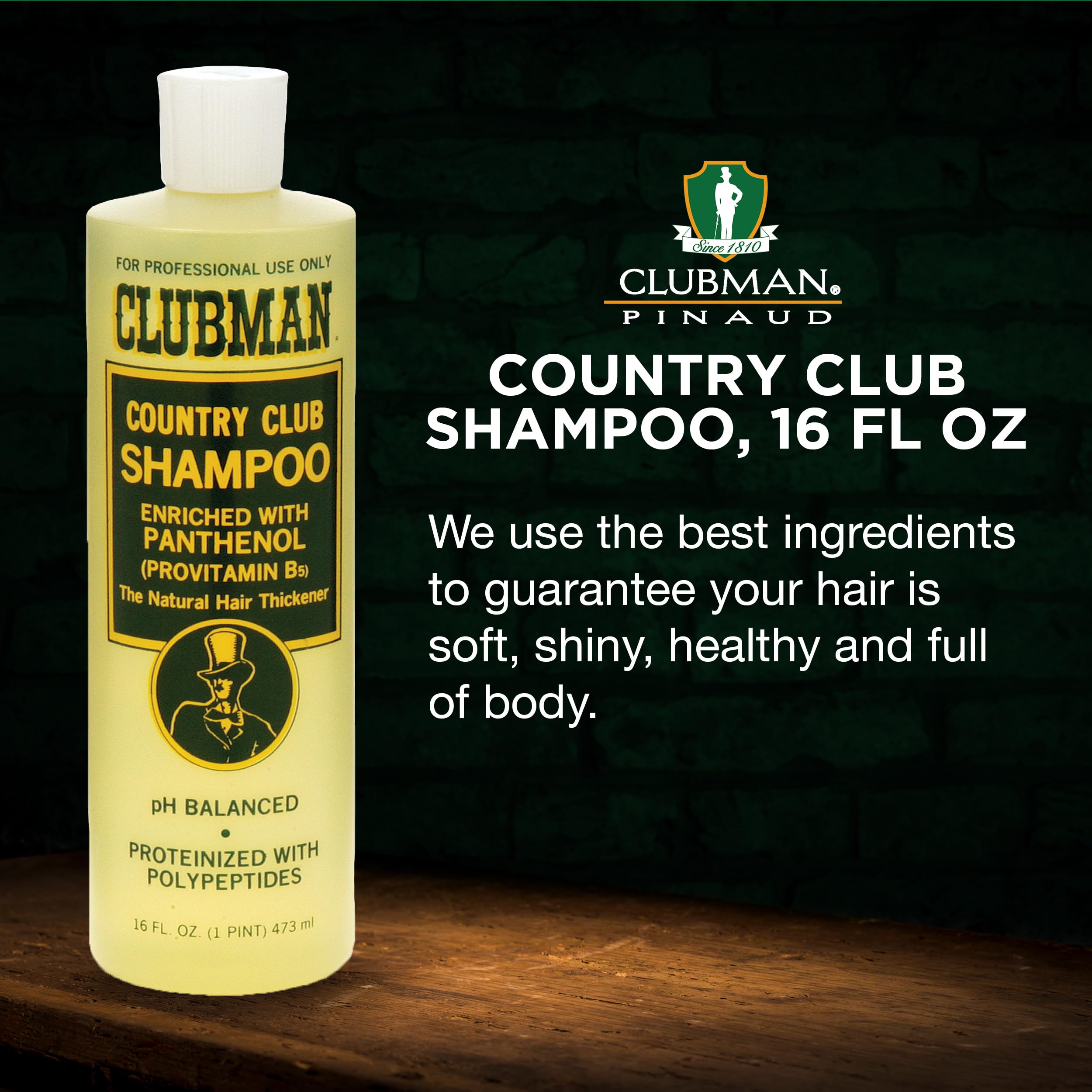 Clubman Country Club Shampoo: emballage simple, pratique pour maison et voyage