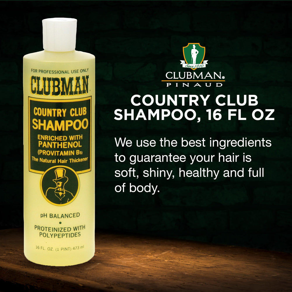 Clubman Country Club Shampoo: emballage simple, pratique pour maison et voyage