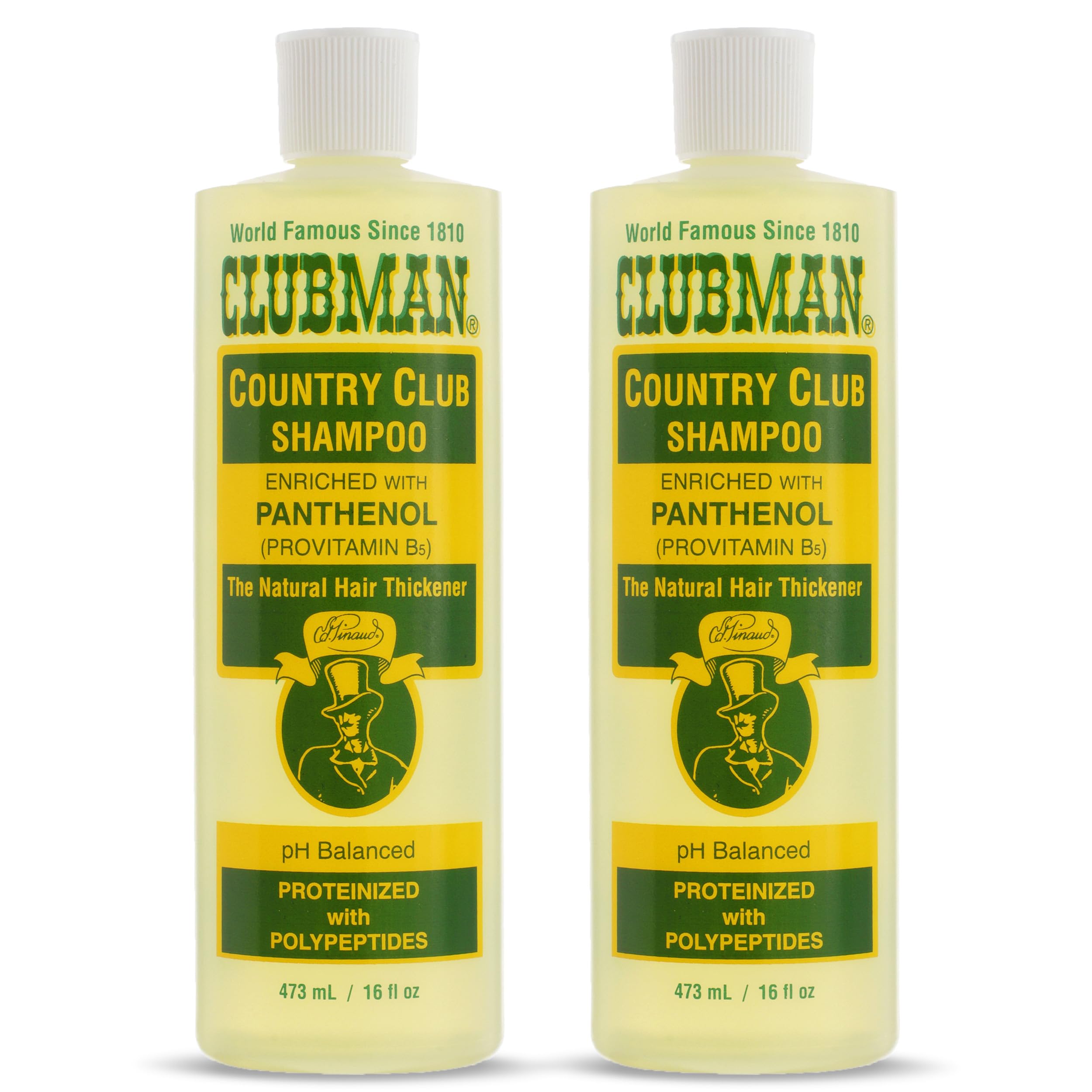 Clubman Country Club Shampoo – équilibre du pH et pack double 16 oz