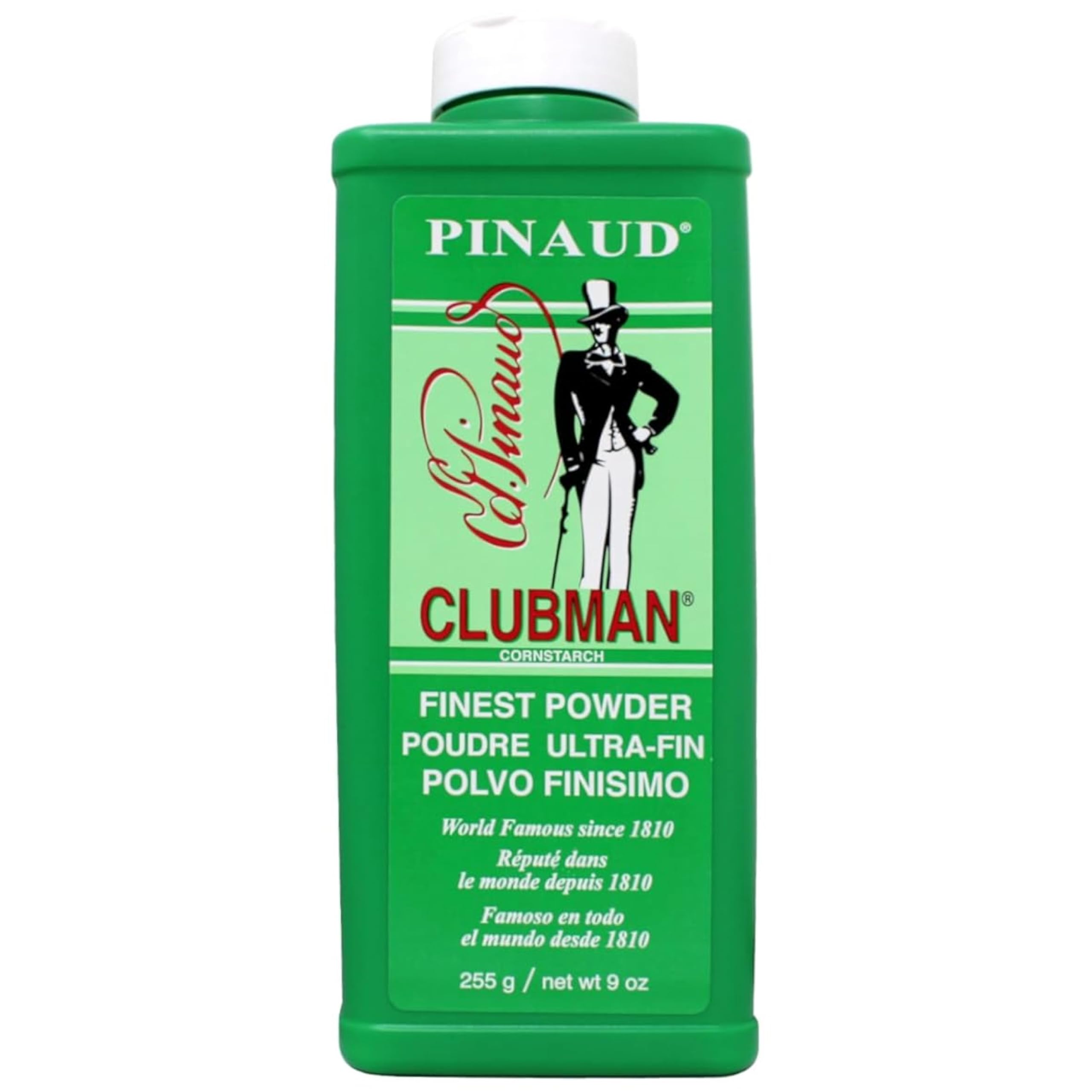 Clubman Flesh PINAUD poudre fine en emballage, absorption efficace de l’humidité pour une peau sèche.