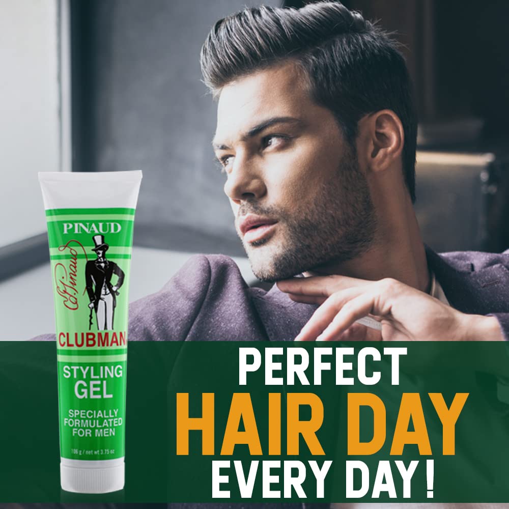 Clubman gel coiffant, gros plan du tube et logo.