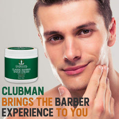 Clubman Pinaud Texture crème riche pour une application fluide et glisse améliorée.