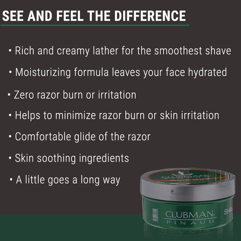 Clubman Pinaud Ingrédients naturels: beurre de karité, huile de coco et aloe vera pour hydrater.