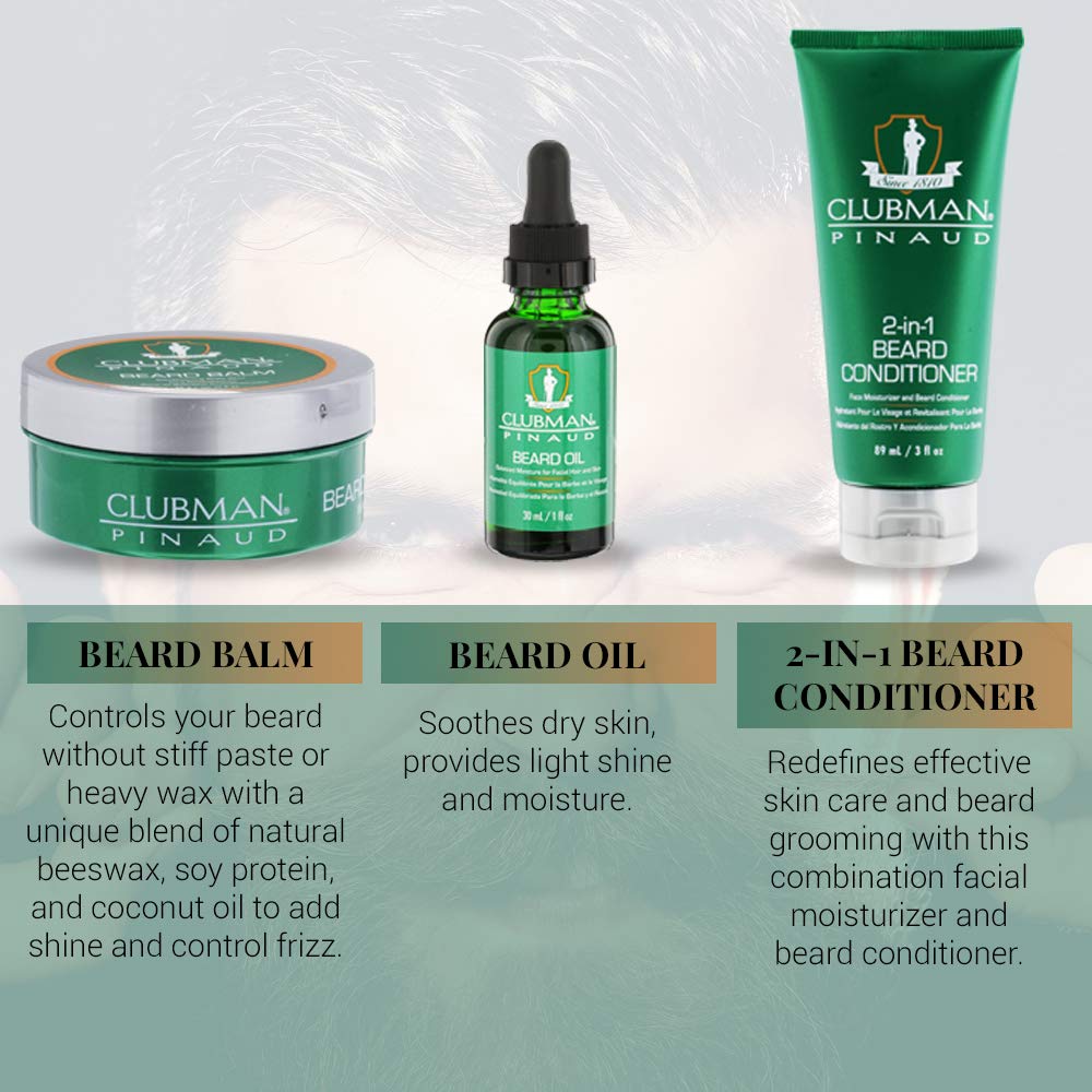 Clubman Pinaud: huile barbe - nourrir les poils et apaiser la peau lors de l’application.
