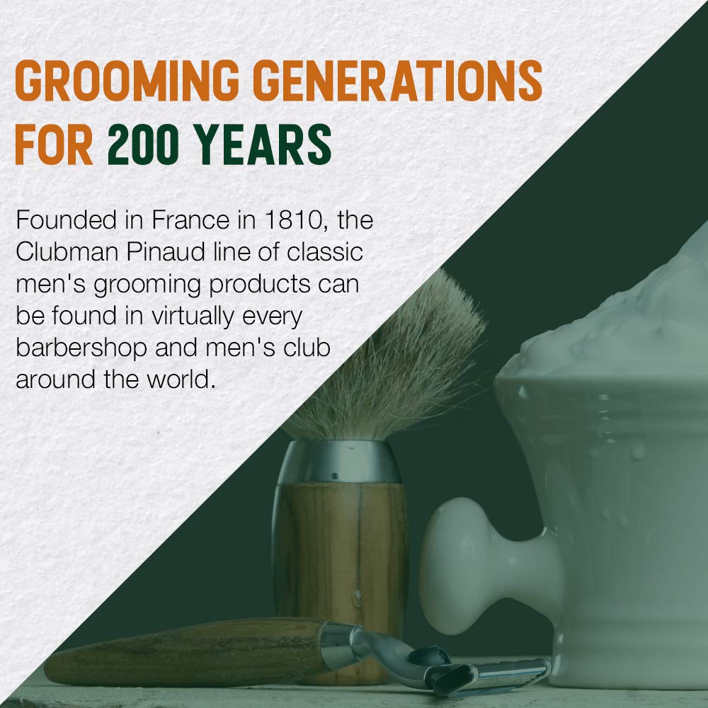 Clubman Pinaud Routine rasage soignée pour tous types de poils.