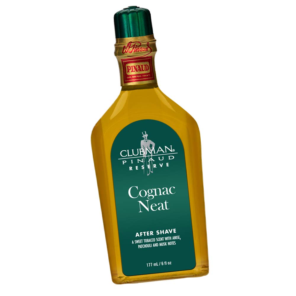 Clubman Reserve Cognac Neat – bouteille visible, parfum riche et apaisant après rasage