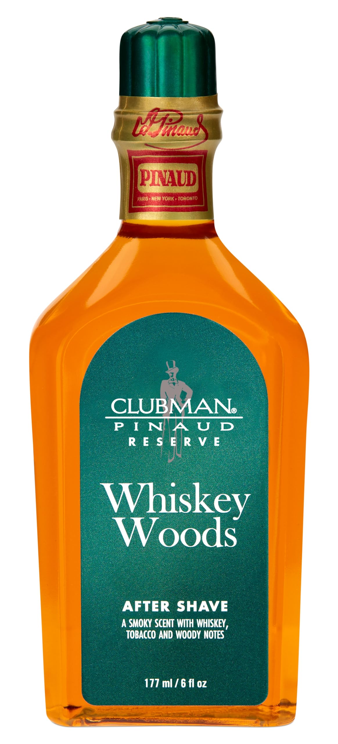 Clubman Reserve Whiskey Woods – bouteille élégante, parfum boisé, rafraîchissant après rasage.