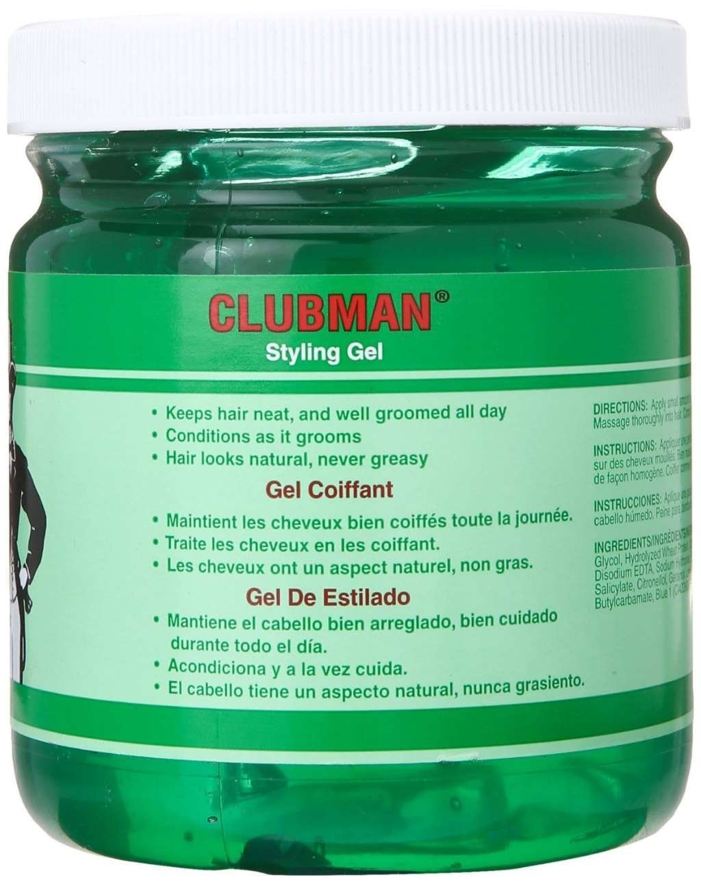 Clubman Style Gel pot de 473 ml, deux-pack, coiffage net et durable sans gras