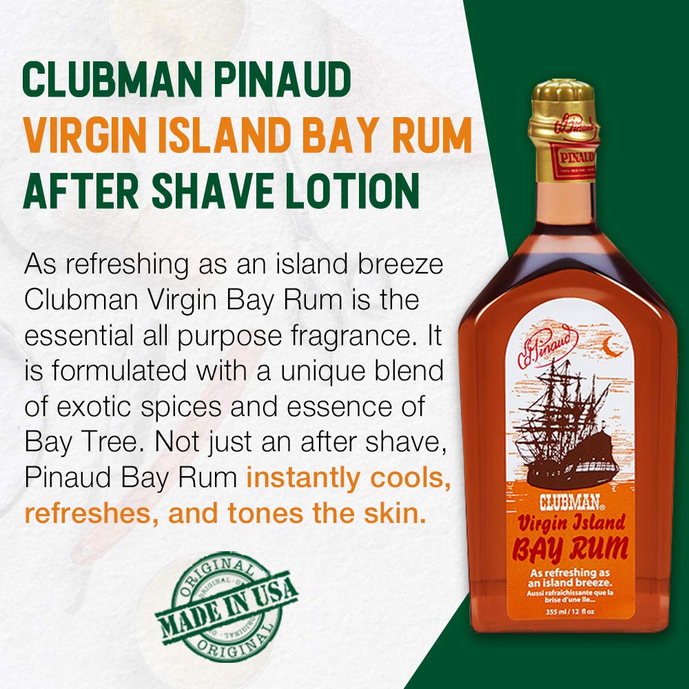 Clubman Virgin Island Bay Rum - Flacon spray pour application rapide et efficace.