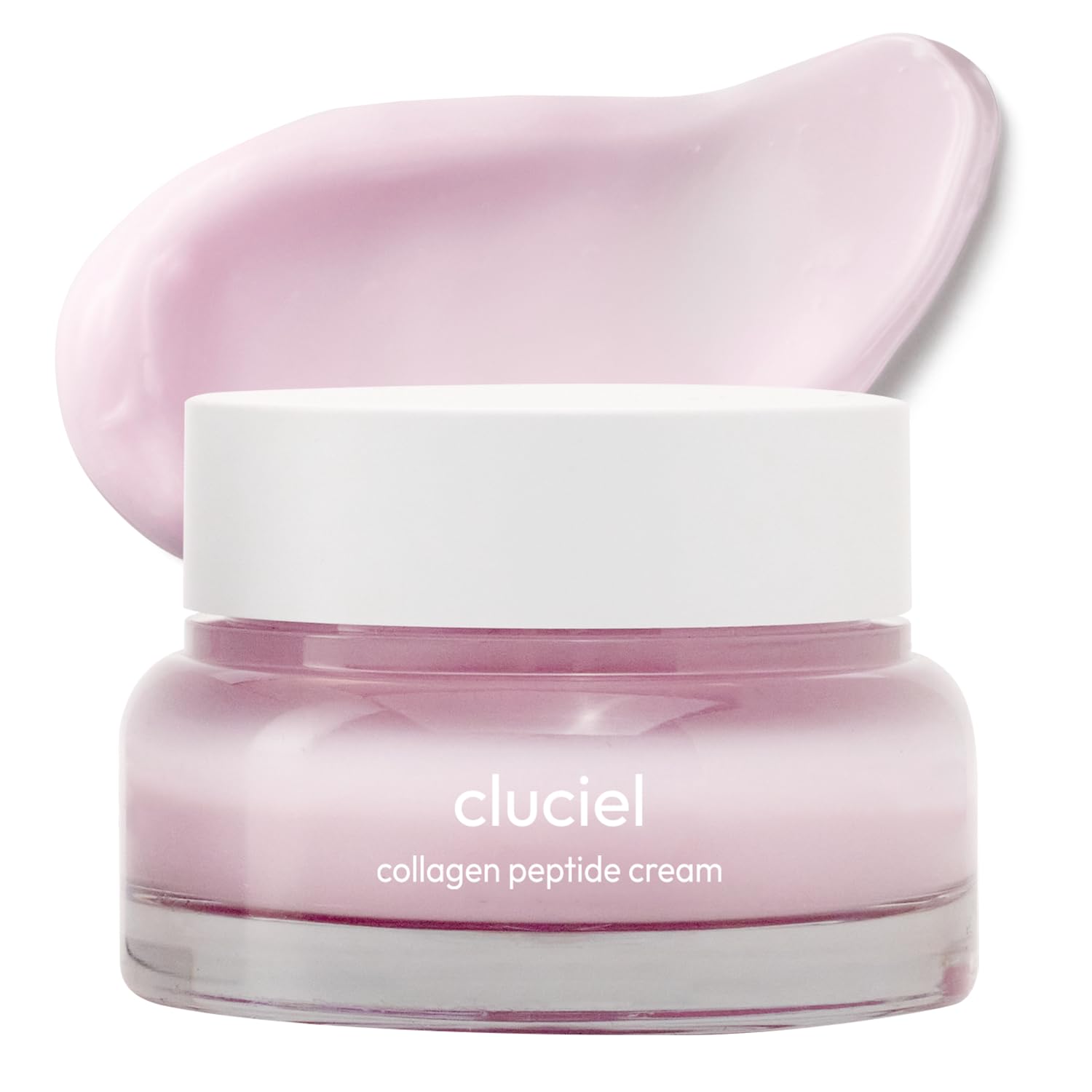 Crème Cluciel avec peptides de collagène et bouteille 50 ml, hydratation durable.