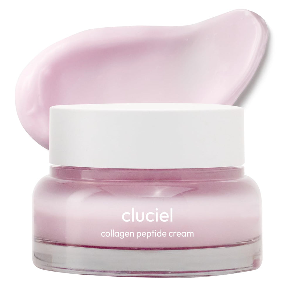Crème Cluciel avec peptides de collagène et bouteille 50 ml, hydratation durable.