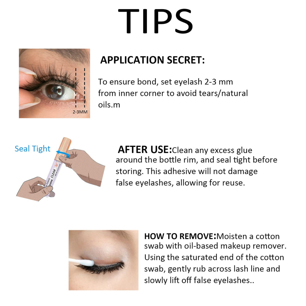 CMNRO Colle Cils Compatible Faux Cils: convient aux cils mink et soie.