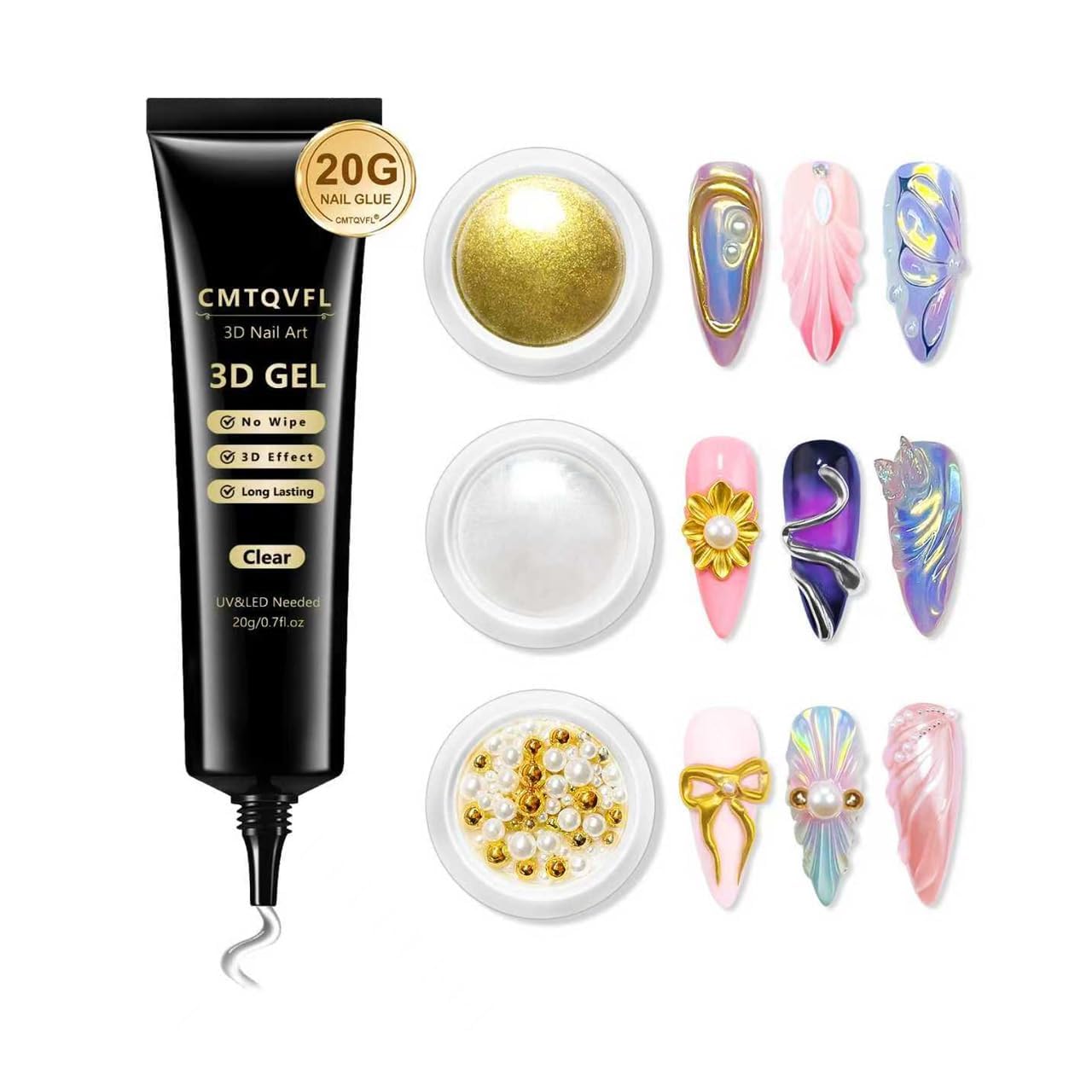 CMTQVFL poudre chrome or 3D avec effet miroir durable pour vernis gel.