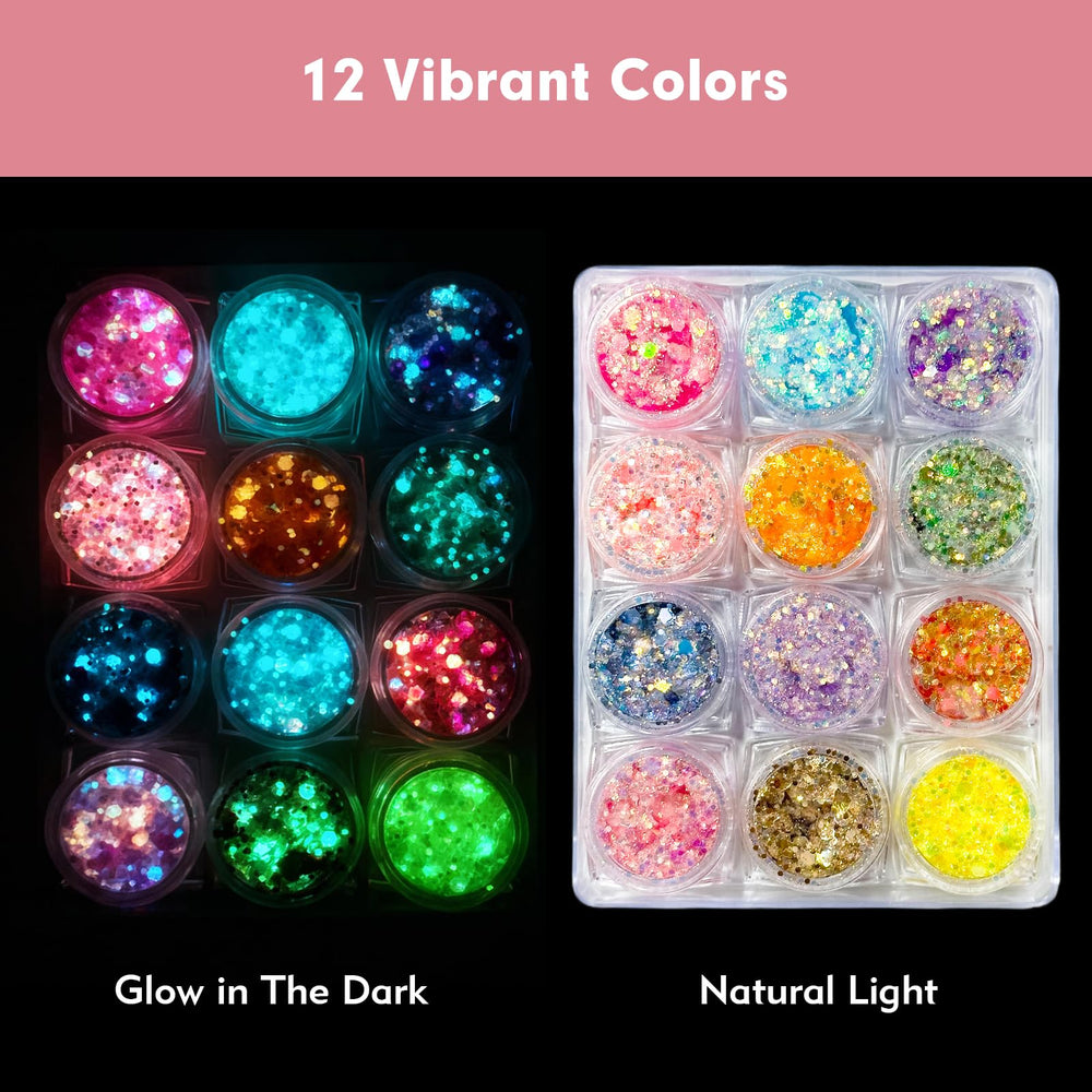 CNDNO Glitter Gel UV: éclaire sous lumière noire, parfait pour rave.
