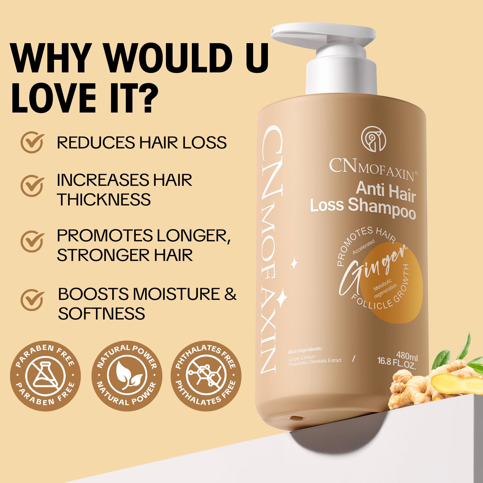 CNMOFAXIN Shampoing à l'huile de rose, apaisement du cuir chevelu et parfum délicat.