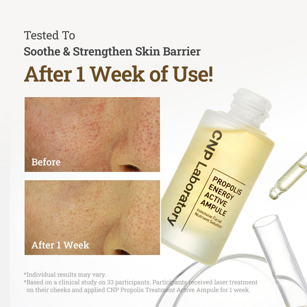Texture crèmeuse du sérum CNP Honey Glow prête pour l'application hydratante.