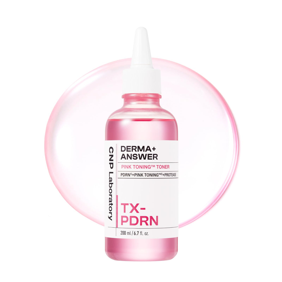 CNP Pink Toning Toner flacon — hydratation légère et absorption rapide.