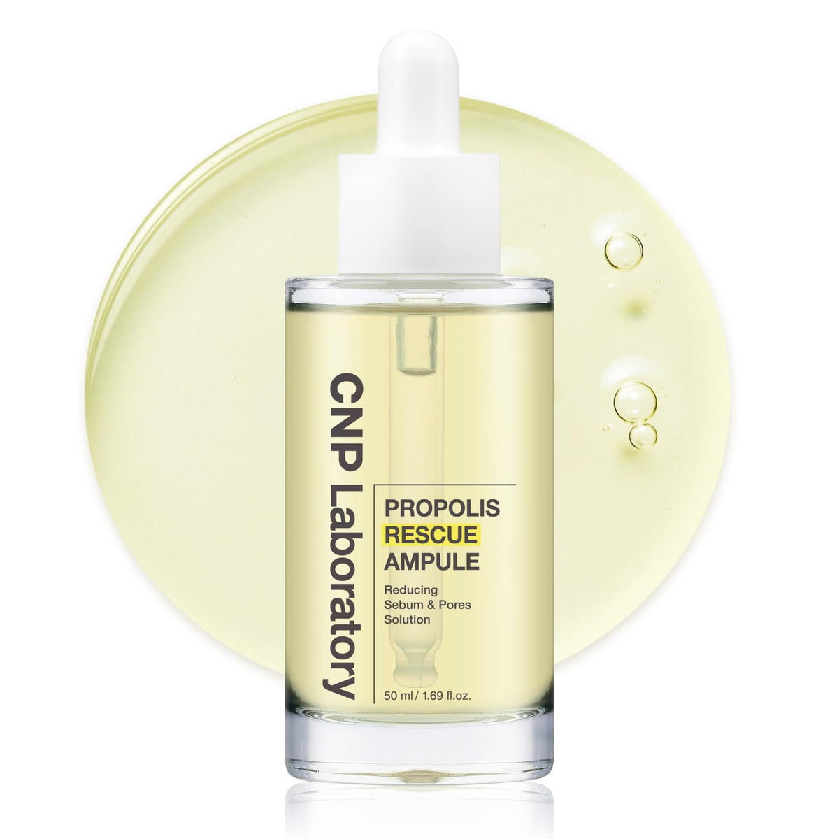 Sérum CNP Rescue-Propolis dans le flacon, apaisant et prêt pour une routine quotidienne.