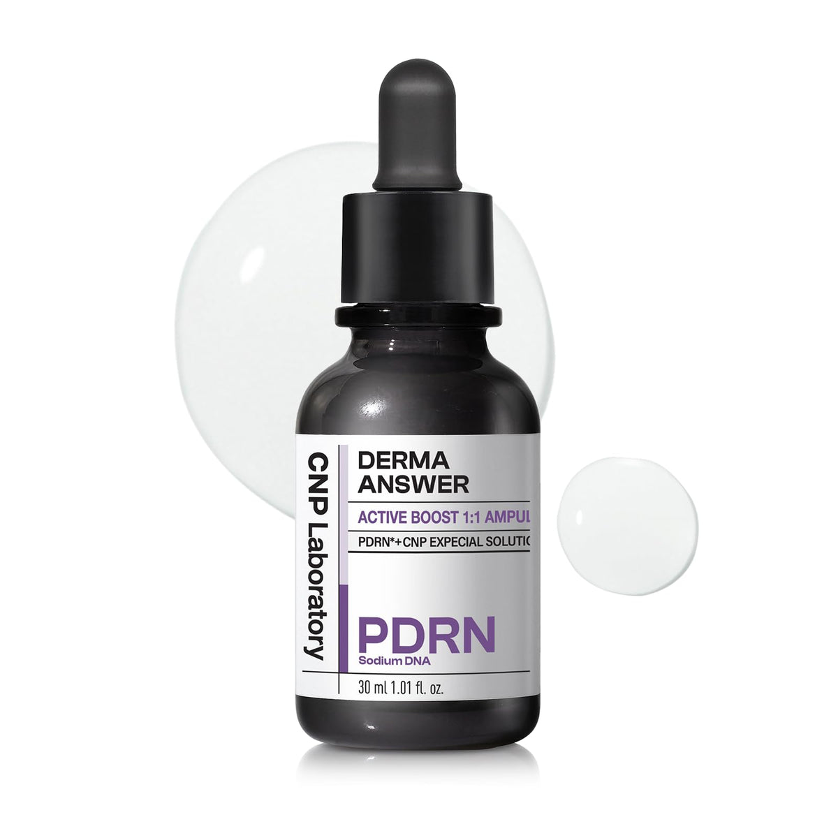 Sérum CNP PDRN en bouteille, éclat et élasticité améliorés potentiellement.