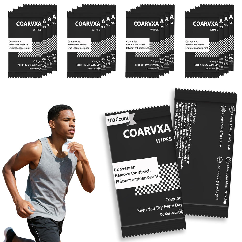 COARVXA Lingettes Cologne Noire dans une boîte pratique pour rester frais en voyage.