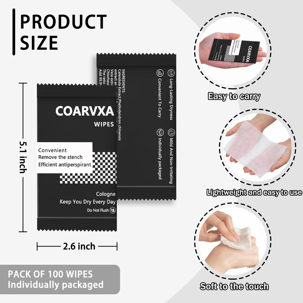 Offrez un cadeau attentionné avec les lingettes COARVXA Cologne Noire sans alcool.