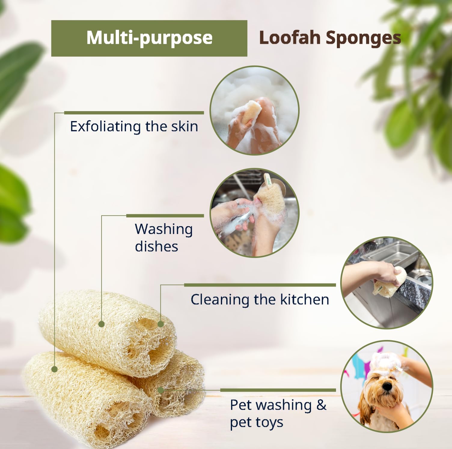 COBA STRAWS loofah utilisée pour le bain des animaux en douceur.