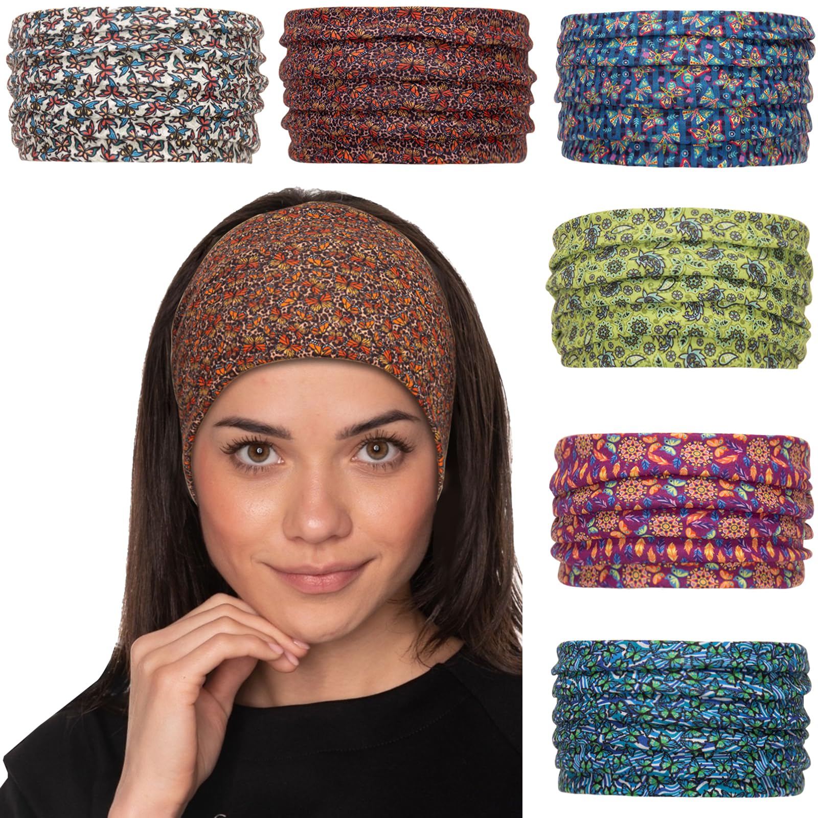Cobahom bandeau cheveux large motif papillon, confort et maintien pendant l'entraînement.