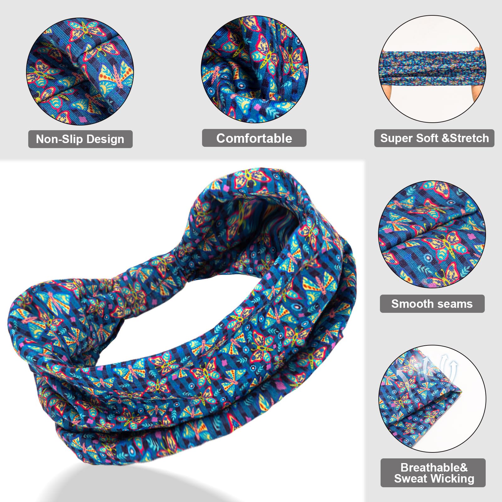 Motif papillon sur le bandeau Cobahom pour voyages et retouches rapides.