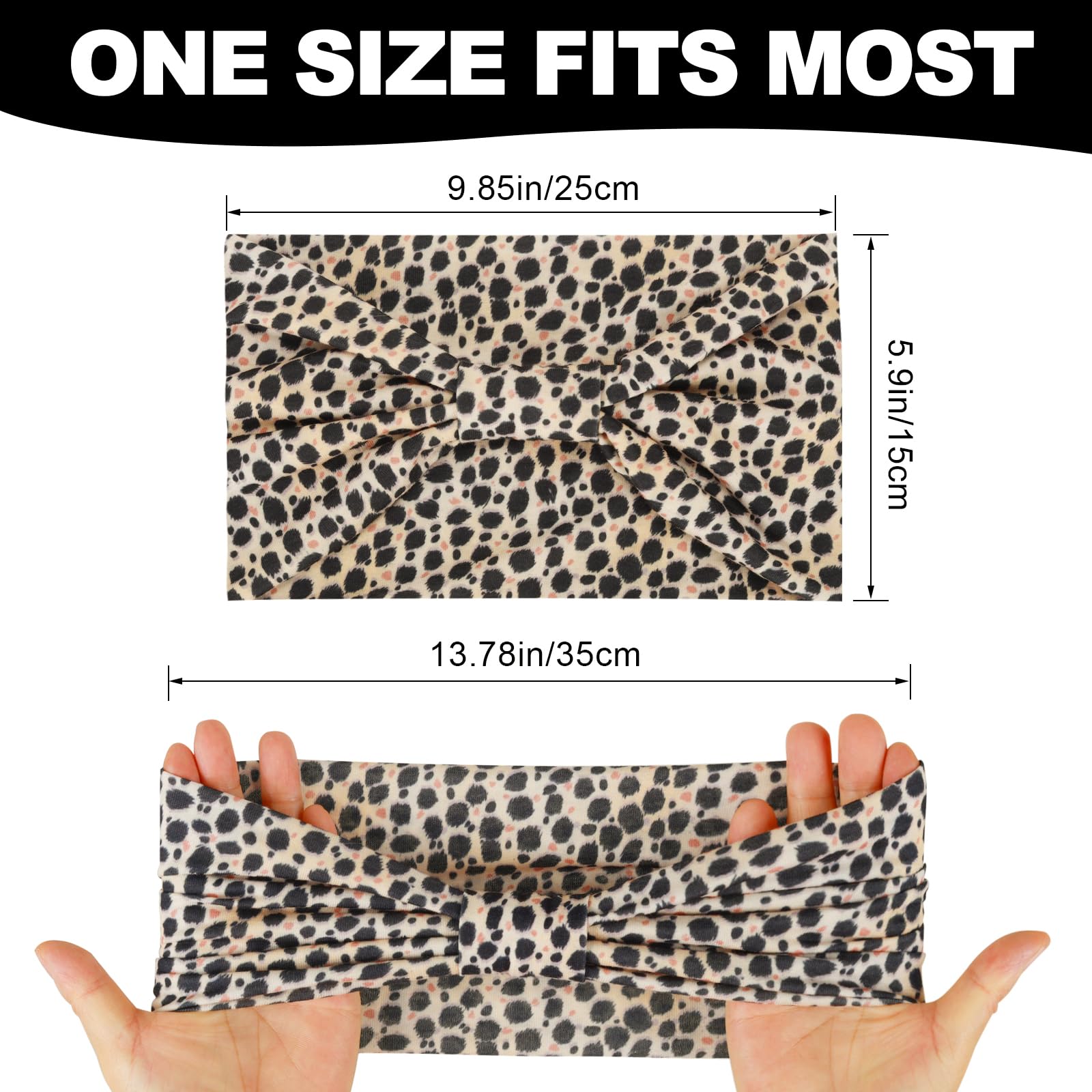 Cobahom bandeau large motif animal, ajustement flexible pour tous types de cheveux.