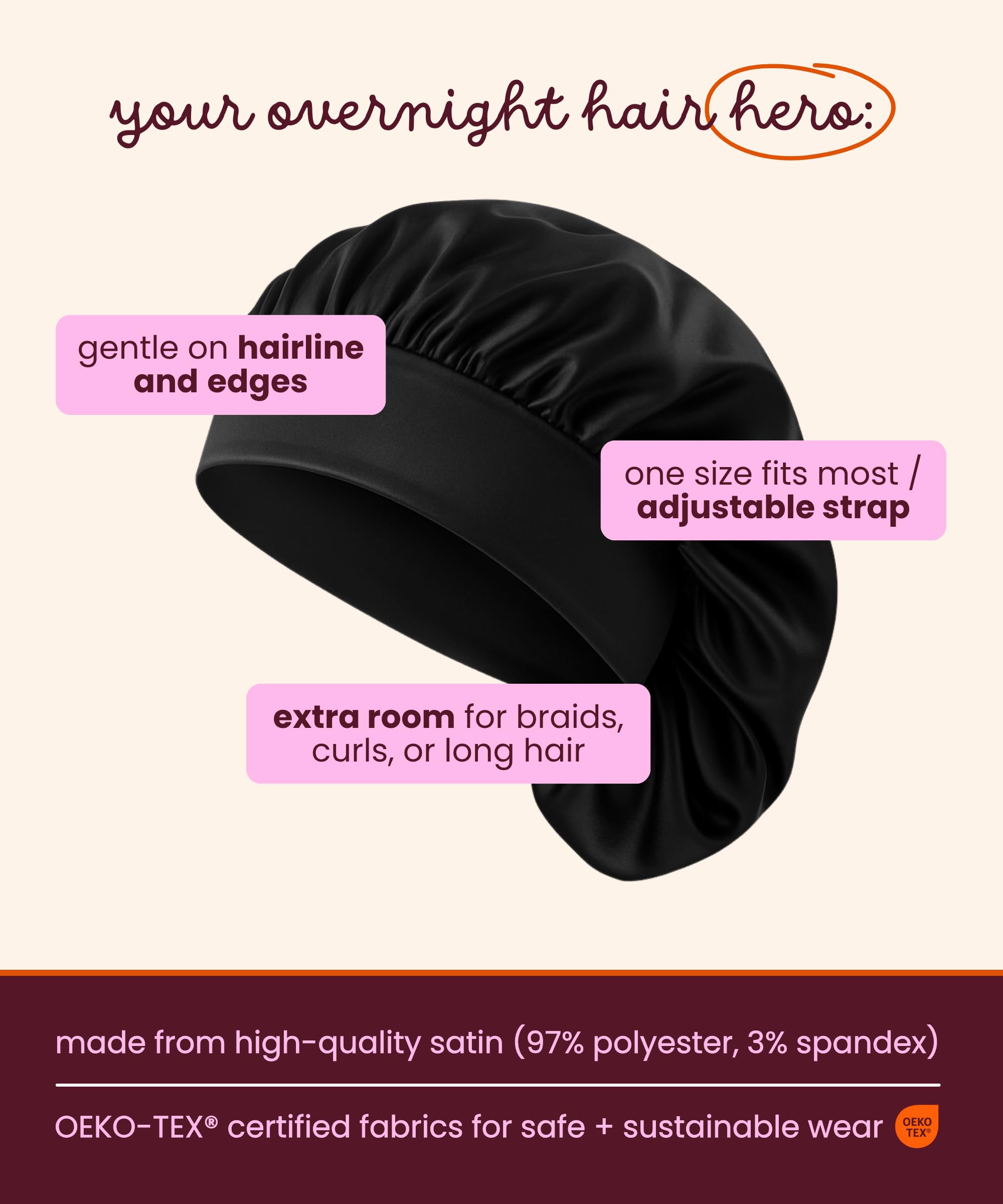 Cobana bonnet satin usage cheveux naturels aide a maintenir l hydratation nocturne.